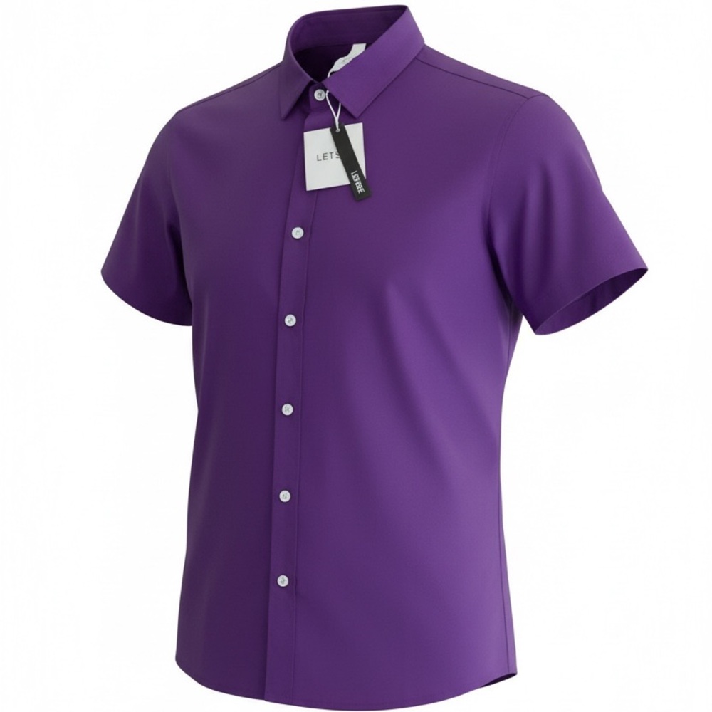 🆕 LETSEE MEN’S DRESS SHIRT SHORT SLEEVE M